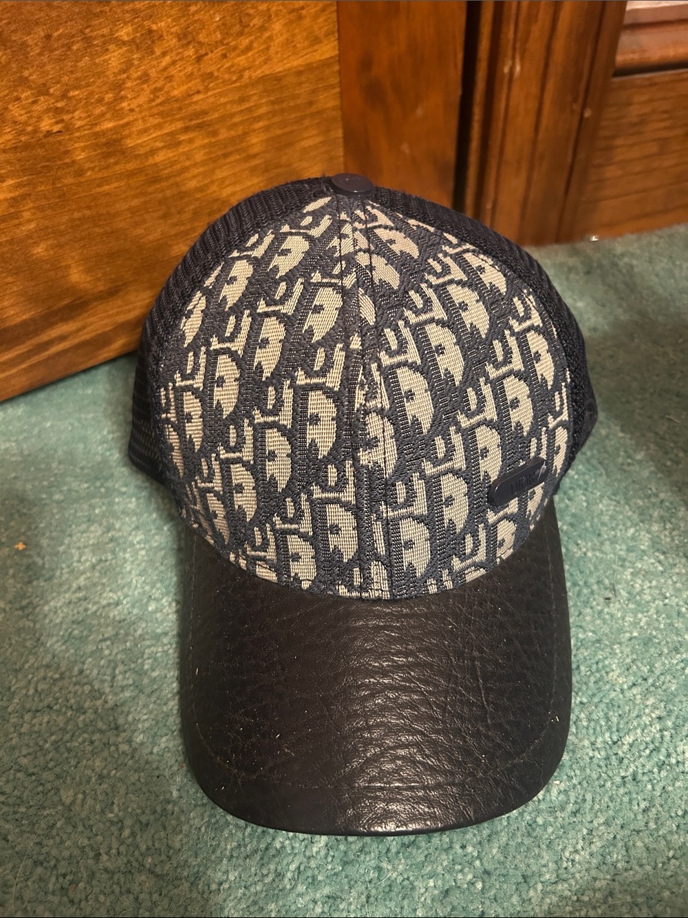 Dior Navy and Beige Monogram Baseball Cap